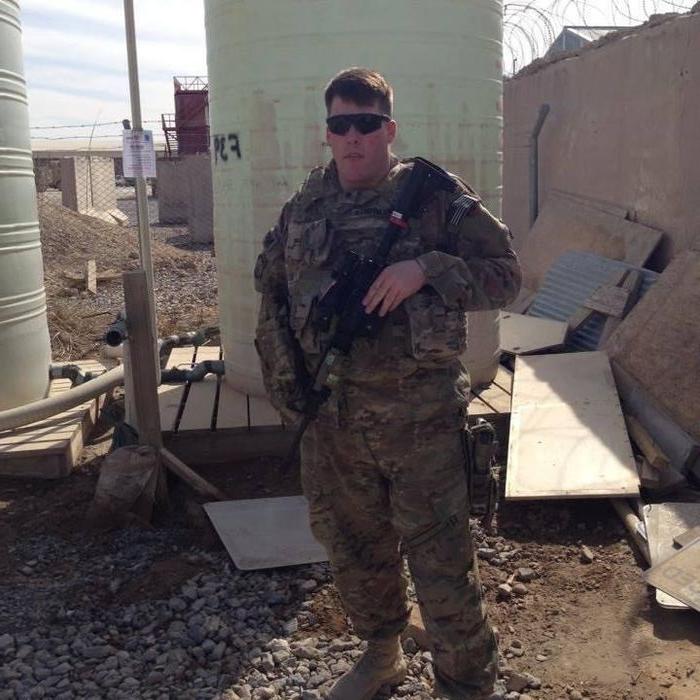 Michaal Balmford in Kandahar, Afghanistan, Sept. 2012 preparing for a mission 